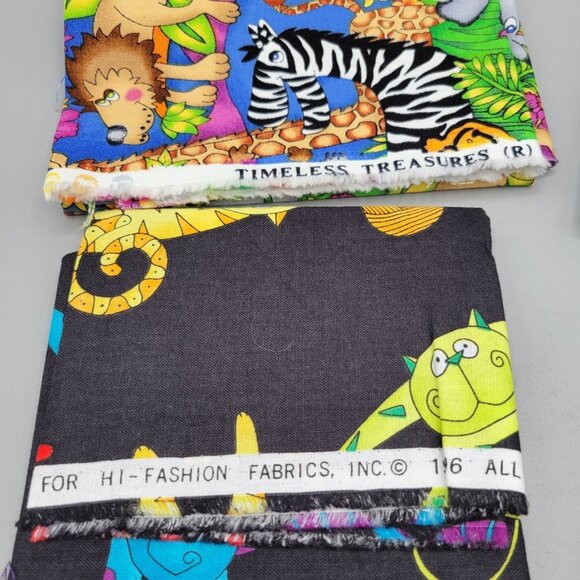 Assorted Fat Quarters Quilting Fabric Kids Fun Patterns Cotton 5 Pc - Picture 5 of 6